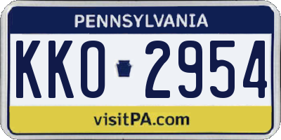 PA license plate KKO2954