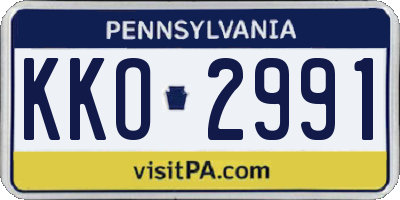 PA license plate KKO2991