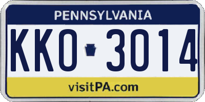 PA license plate KKO3014