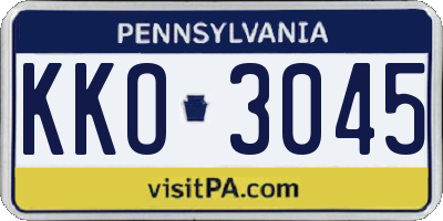 PA license plate KKO3045