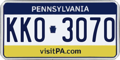PA license plate KKO3070