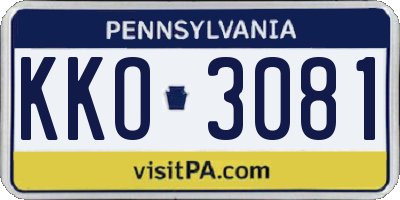 PA license plate KKO3081