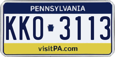 PA license plate KKO3113