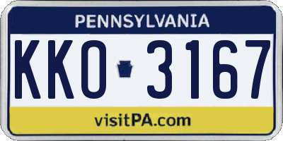 PA license plate KKO3167