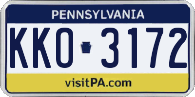 PA license plate KKO3172