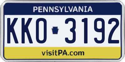 PA license plate KKO3192