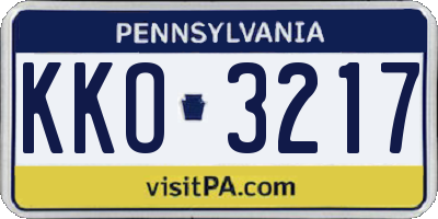 PA license plate KKO3217