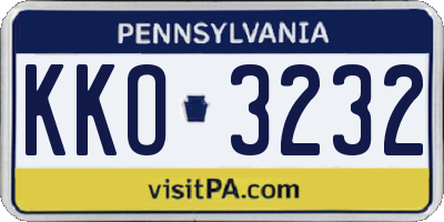 PA license plate KKO3232