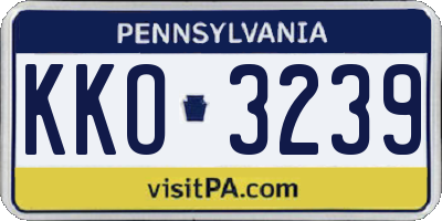 PA license plate KKO3239