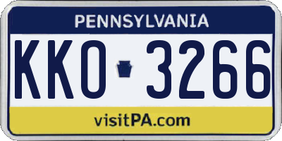 PA license plate KKO3266