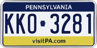 PA license plate KKO3281