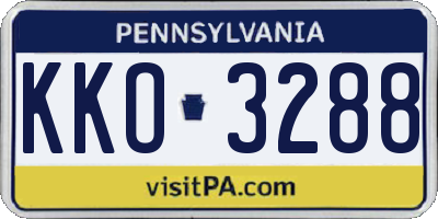 PA license plate KKO3288