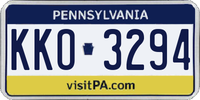 PA license plate KKO3294