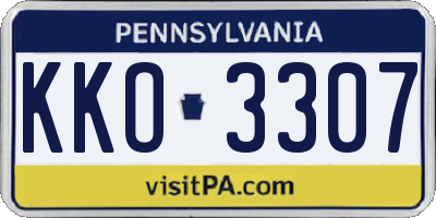 PA license plate KKO3307