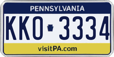 PA license plate KKO3334