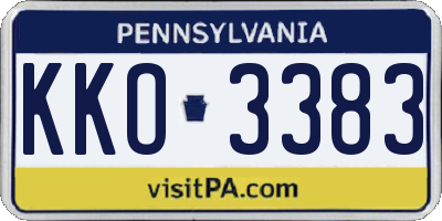 PA license plate KKO3383