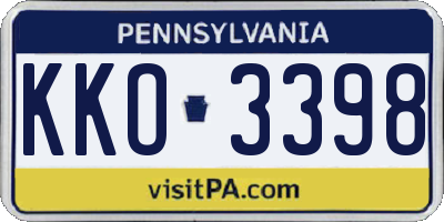 PA license plate KKO3398