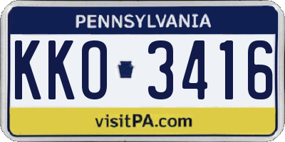 PA license plate KKO3416