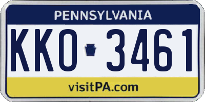 PA license plate KKO3461