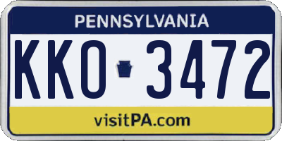 PA license plate KKO3472