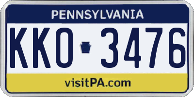 PA license plate KKO3476