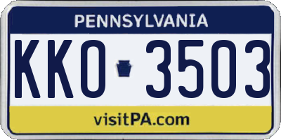 PA license plate KKO3503