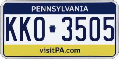 PA license plate KKO3505