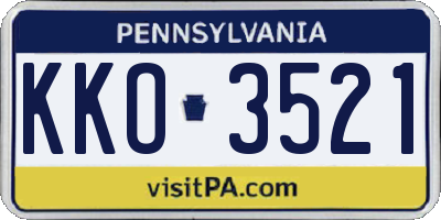 PA license plate KKO3521