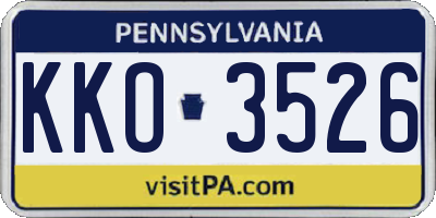 PA license plate KKO3526