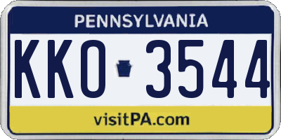 PA license plate KKO3544