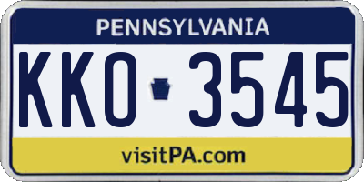 PA license plate KKO3545