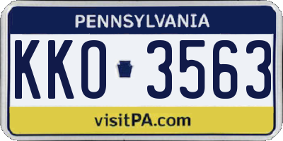 PA license plate KKO3563