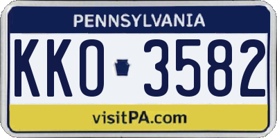 PA license plate KKO3582