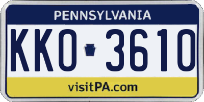 PA license plate KKO3610