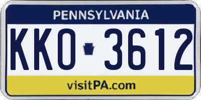 PA license plate KKO3612