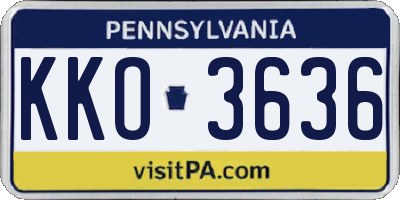 PA license plate KKO3636