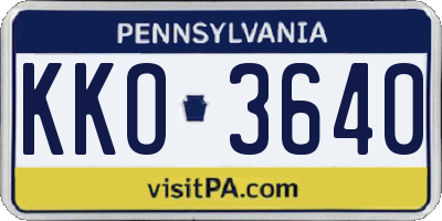 PA license plate KKO3640
