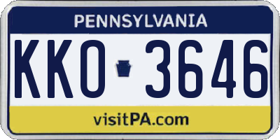 PA license plate KKO3646
