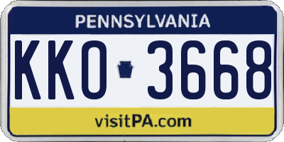 PA license plate KKO3668