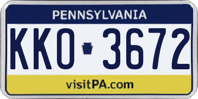 PA license plate KKO3672