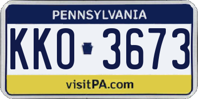 PA license plate KKO3673