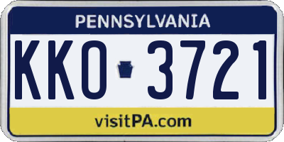 PA license plate KKO3721