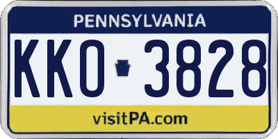 PA license plate KKO3828