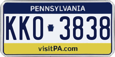 PA license plate KKO3838