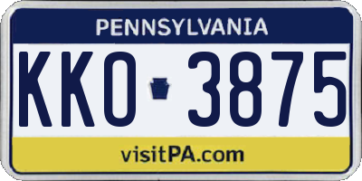 PA license plate KKO3875