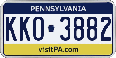PA license plate KKO3882