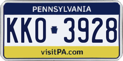 PA license plate KKO3928