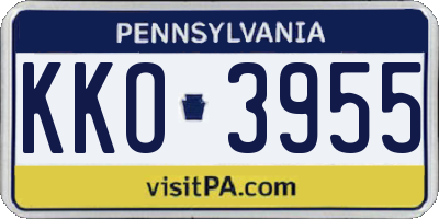PA license plate KKO3955