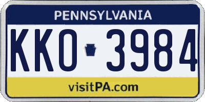 PA license plate KKO3984