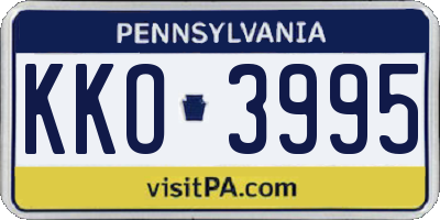 PA license plate KKO3995